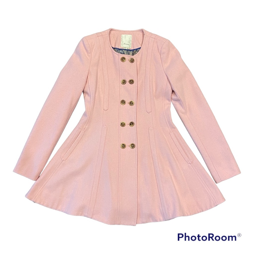 Anthropologie Elevenses pink peacoat